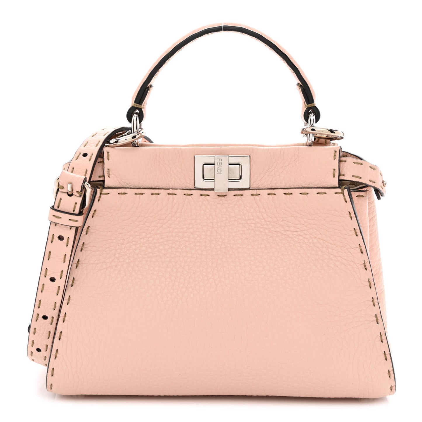 Cuoio Romano Selleria Bi-Color Mini Peekaboo Iconic Satchel Cipria Latte