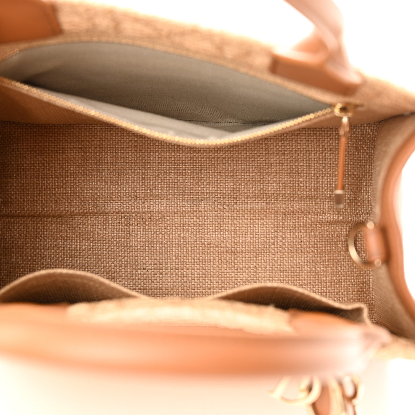 CHRISTIAN DIOR Raffia Macro Cannage Small Book Tote Natural