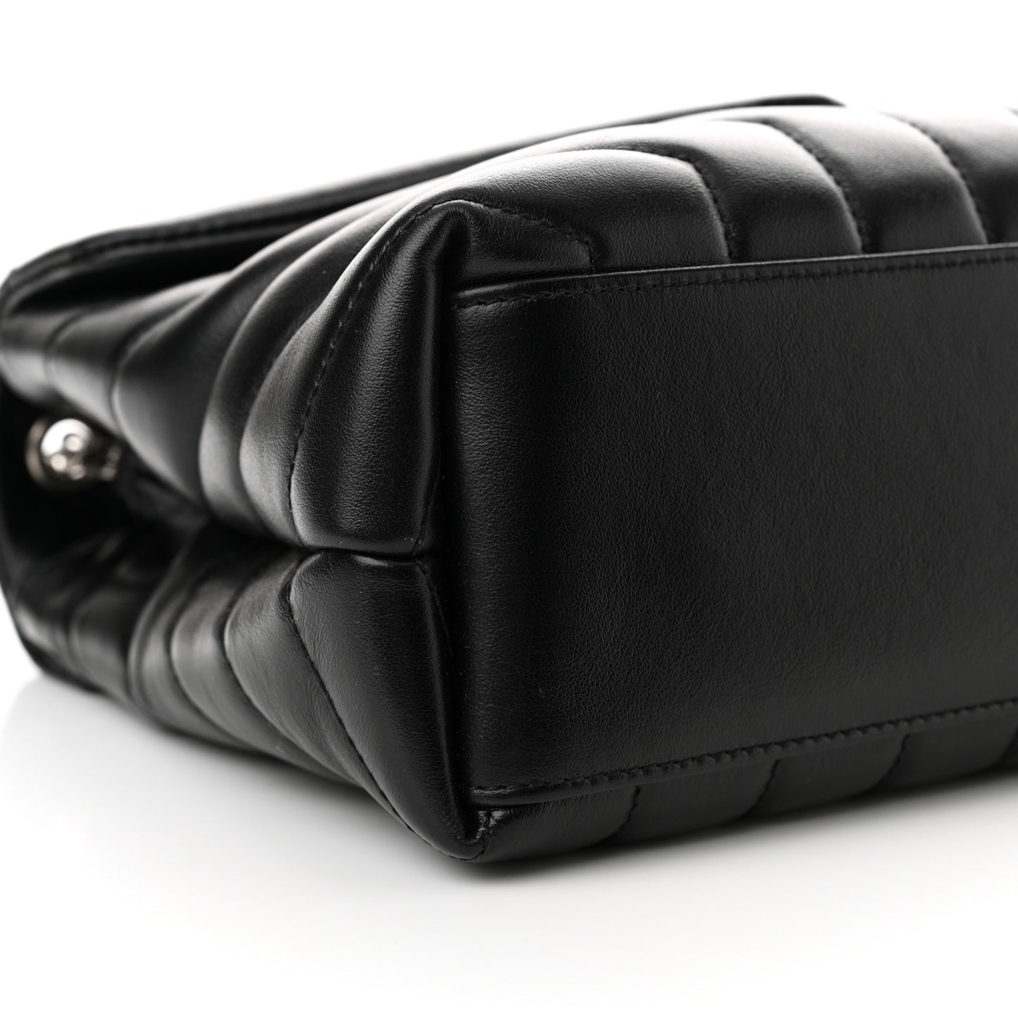 Calfskin Y Quilted Monogram Small Loulou Chain Satchel Black