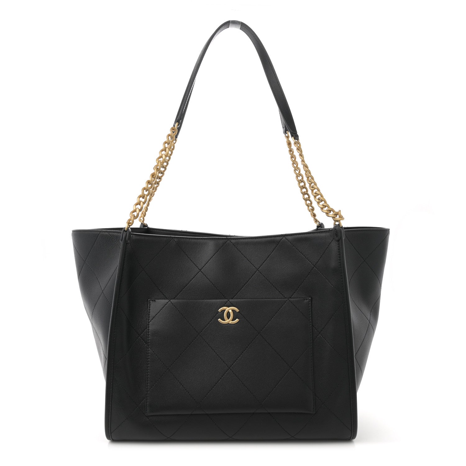 CHANEL バック Chanel Caviar Stitched Pocket CC Large Tote Black 1747055