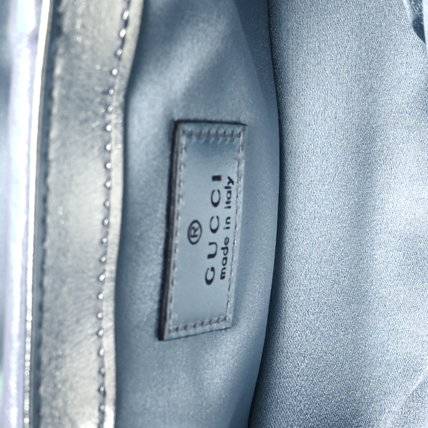 Iridescent Nappa Chevron Matelasse Small GG Marmont Shoulder Bag Iridescent Snow Light Blue