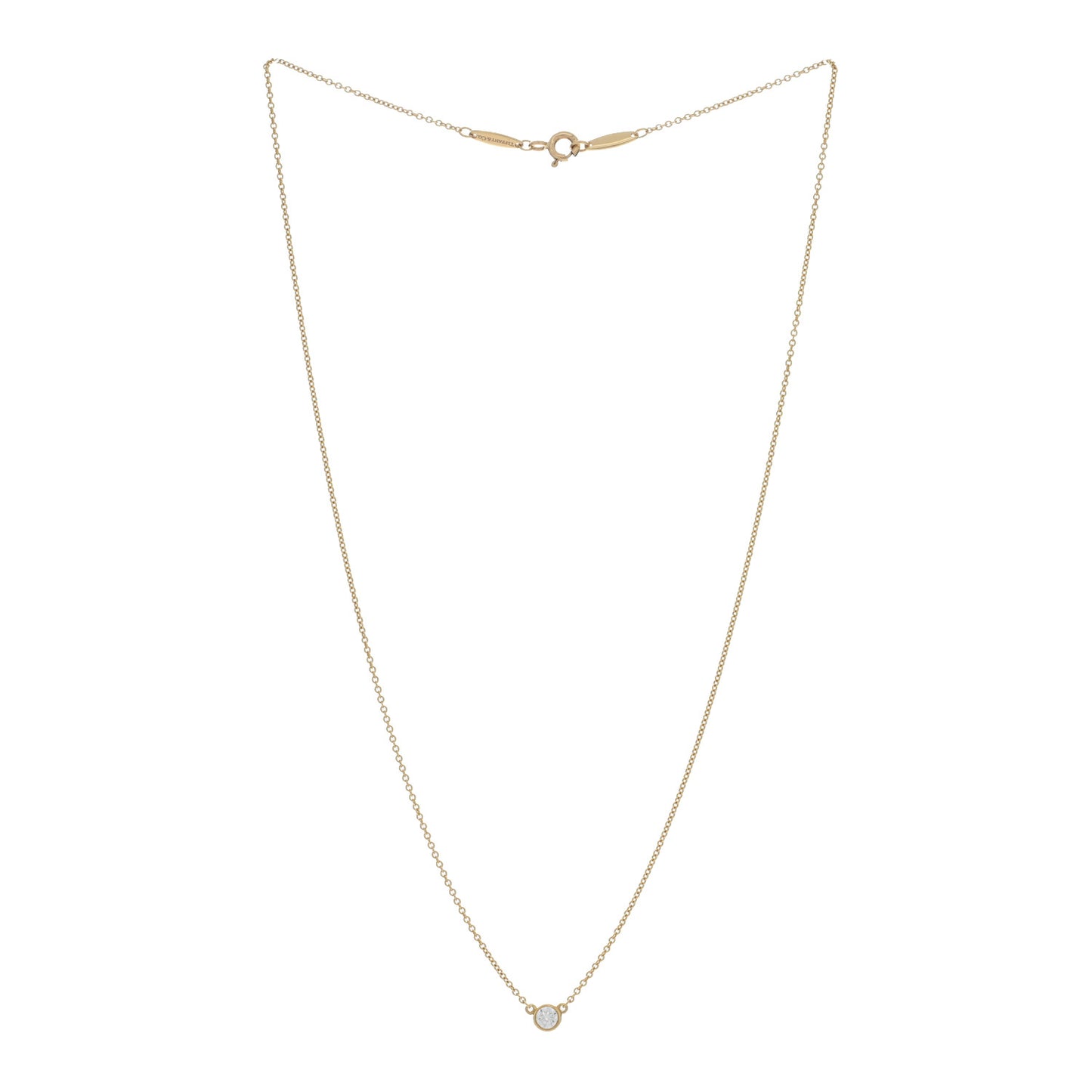 18K Yellow Gold Diamond .17ct Elsa Peretti Diamonds by the Yard Heart Pendant Necklace