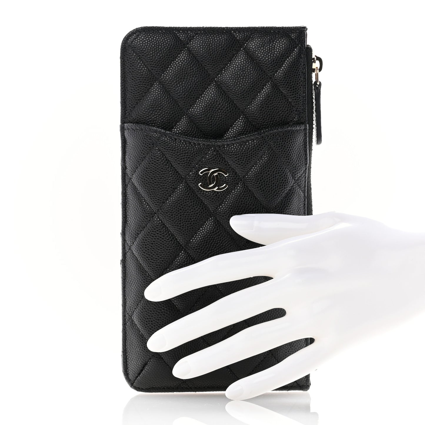 Caviar Quilted Classic Flat Wallet Pouch Black