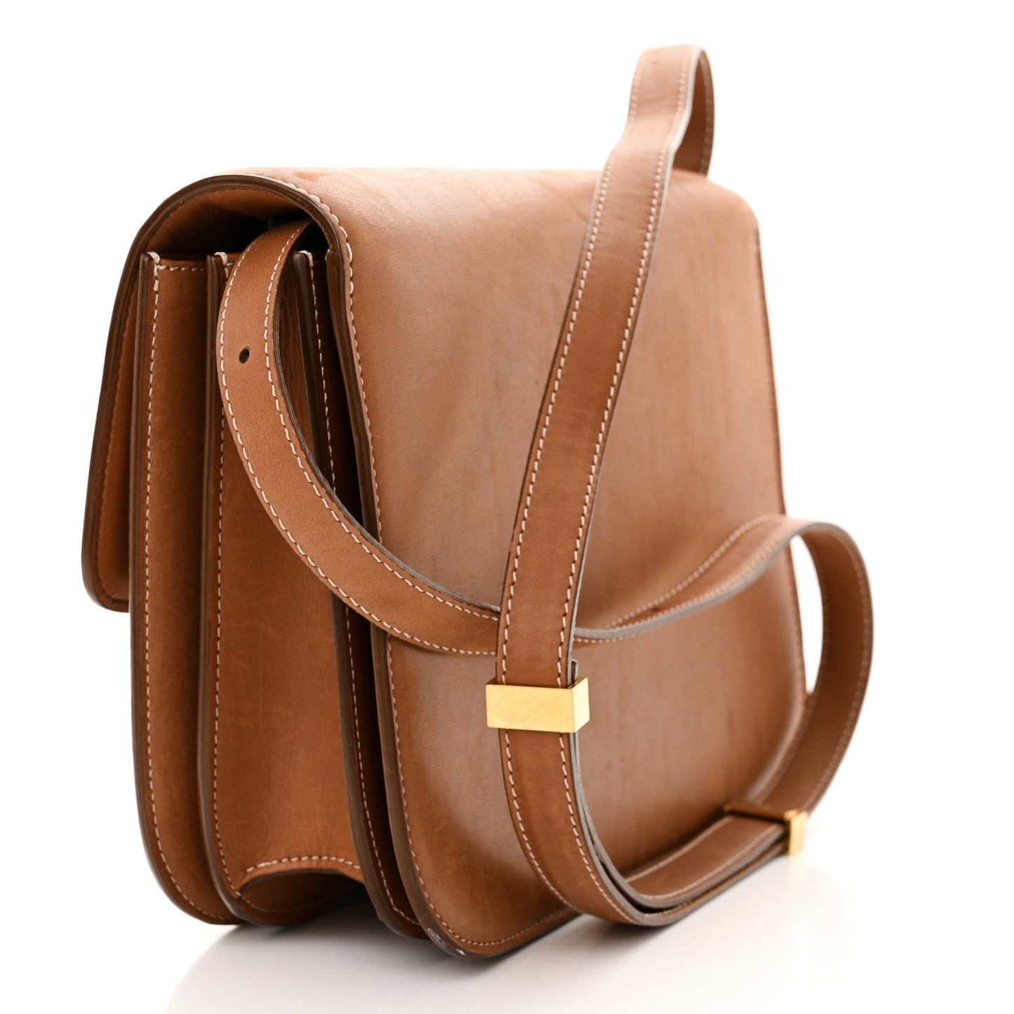 Natural Calfskin Medium Classic Box Flap Bag Tan