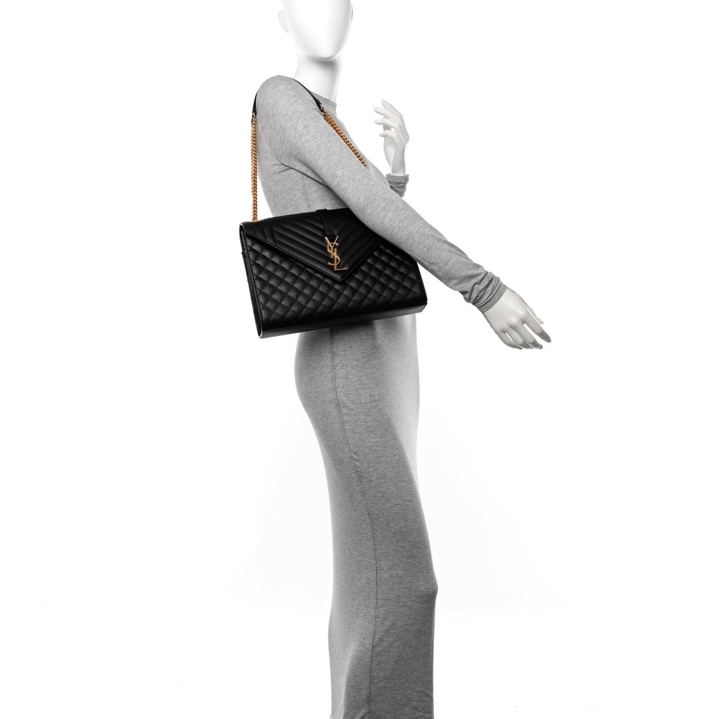 Grain De Poudre Textured Mixed Matelasse Large Triquilt Monogram Satchel Black