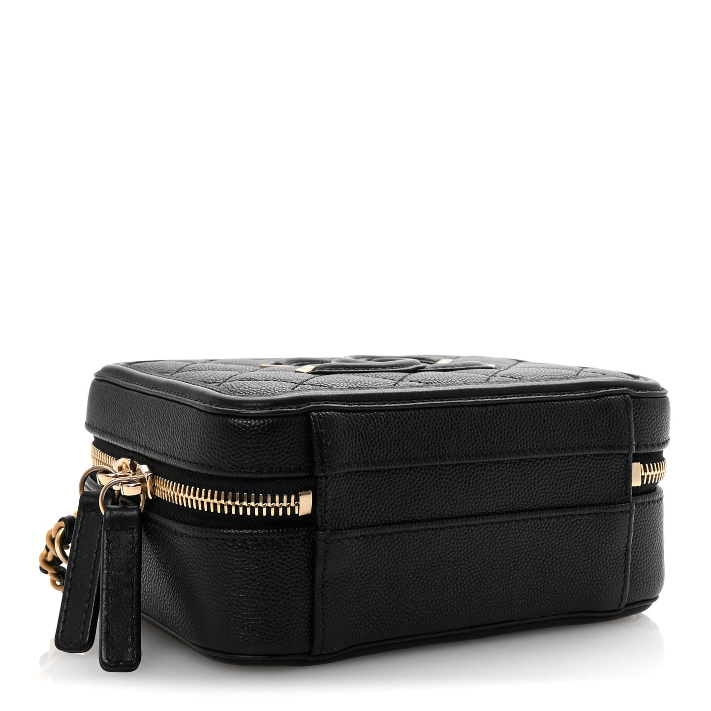 Caviar Quilted Small CC Filigree Vanity Case Black