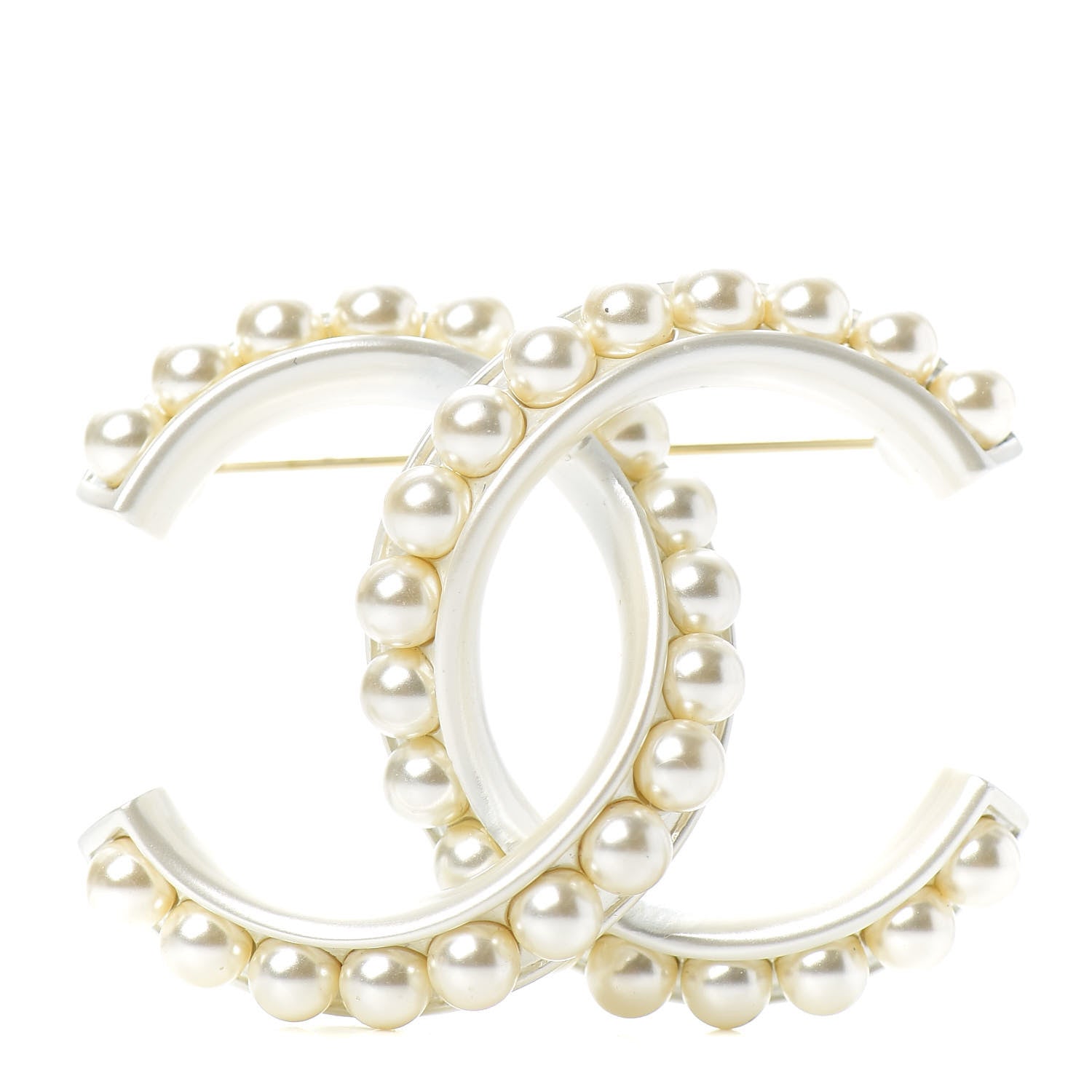 Chanel Pearl CC Brooch Golden Pearly White 1 of 4