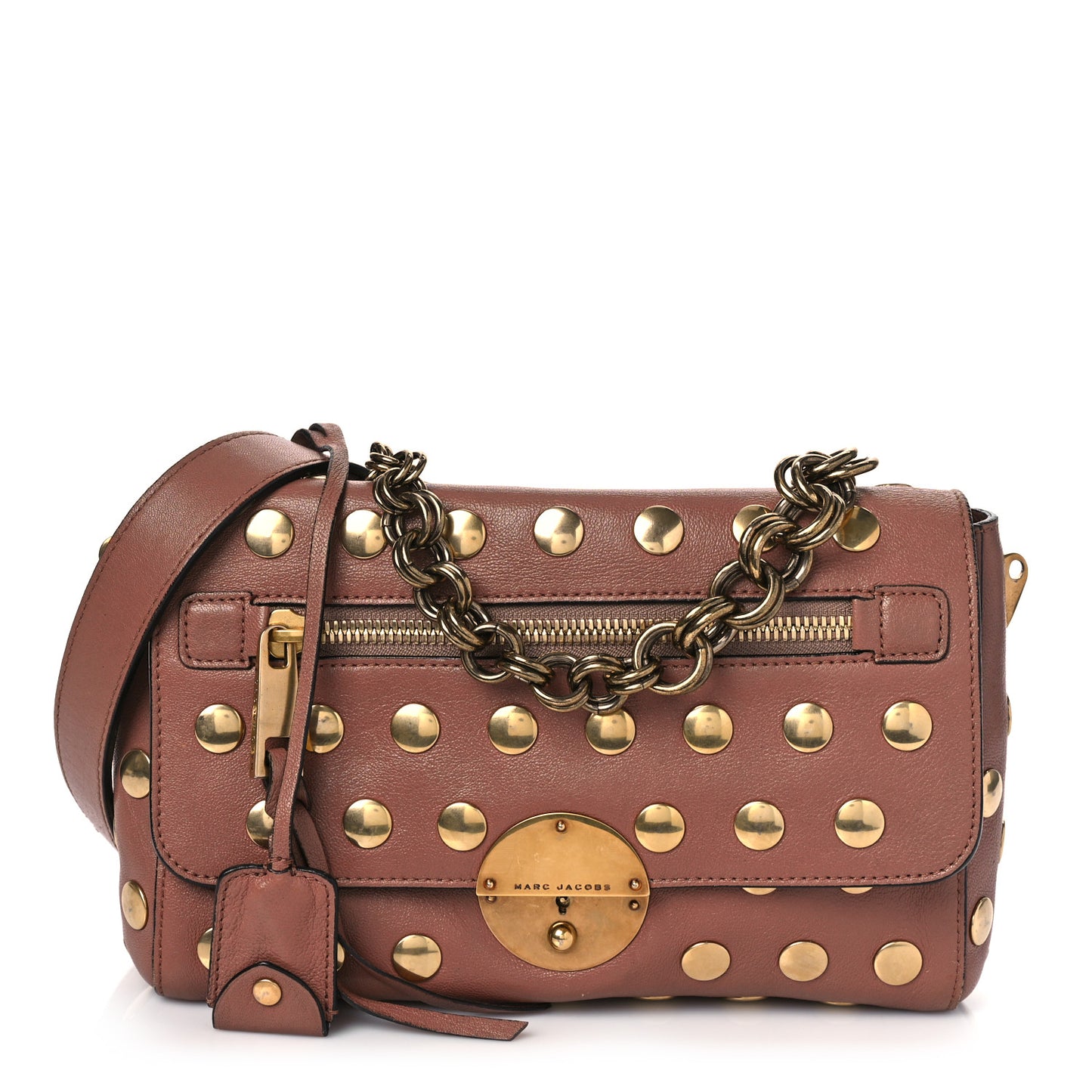 Goatskin Grommet Gotham Eyelet Shoulder Bag Beige