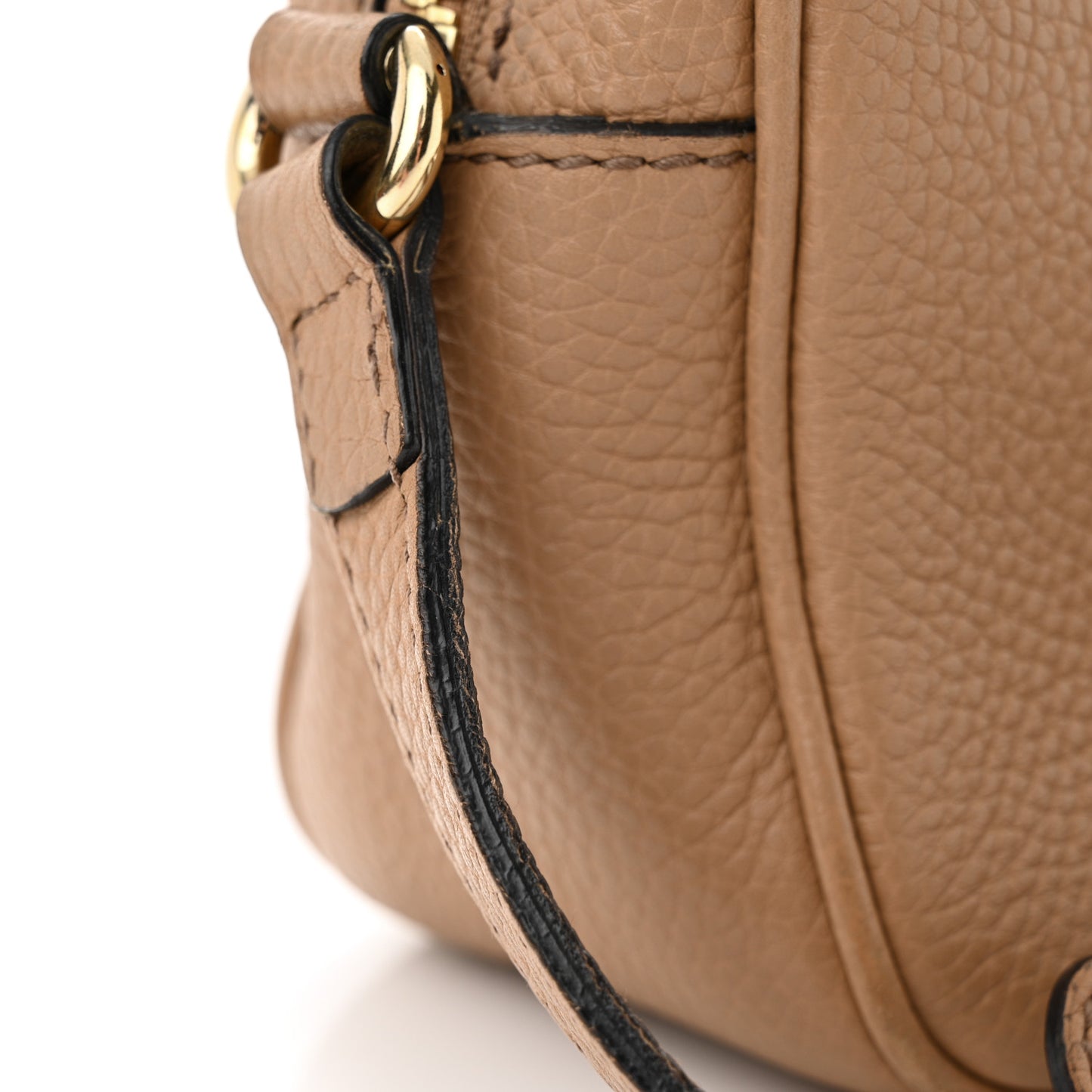 Pebbled Calfskin Small Soho Disco Bag Camelia