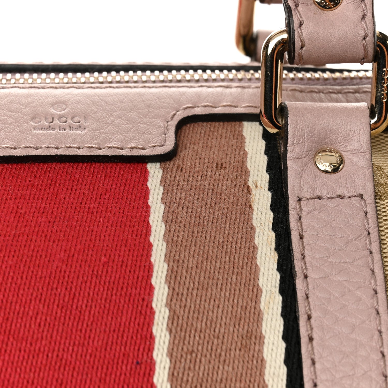 Gucci Monogram Selleria Calfskin Vintage Web Medium Boston New Sand Lilas 15 of 20