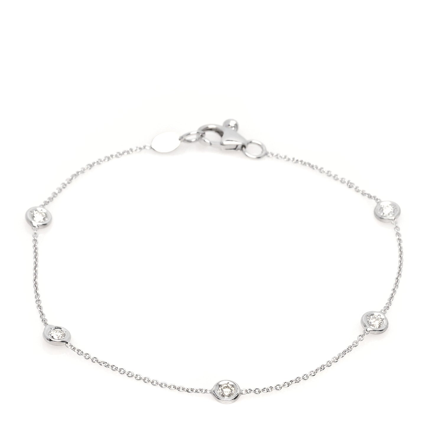 18K White Gold Diamond By the Inch Five Station Bracelet