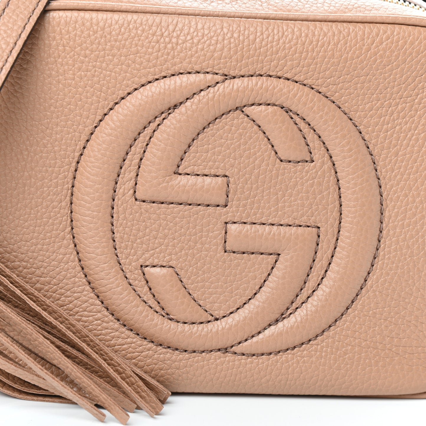 Pebbled Calfskin Small Soho Disco Bag Camelia