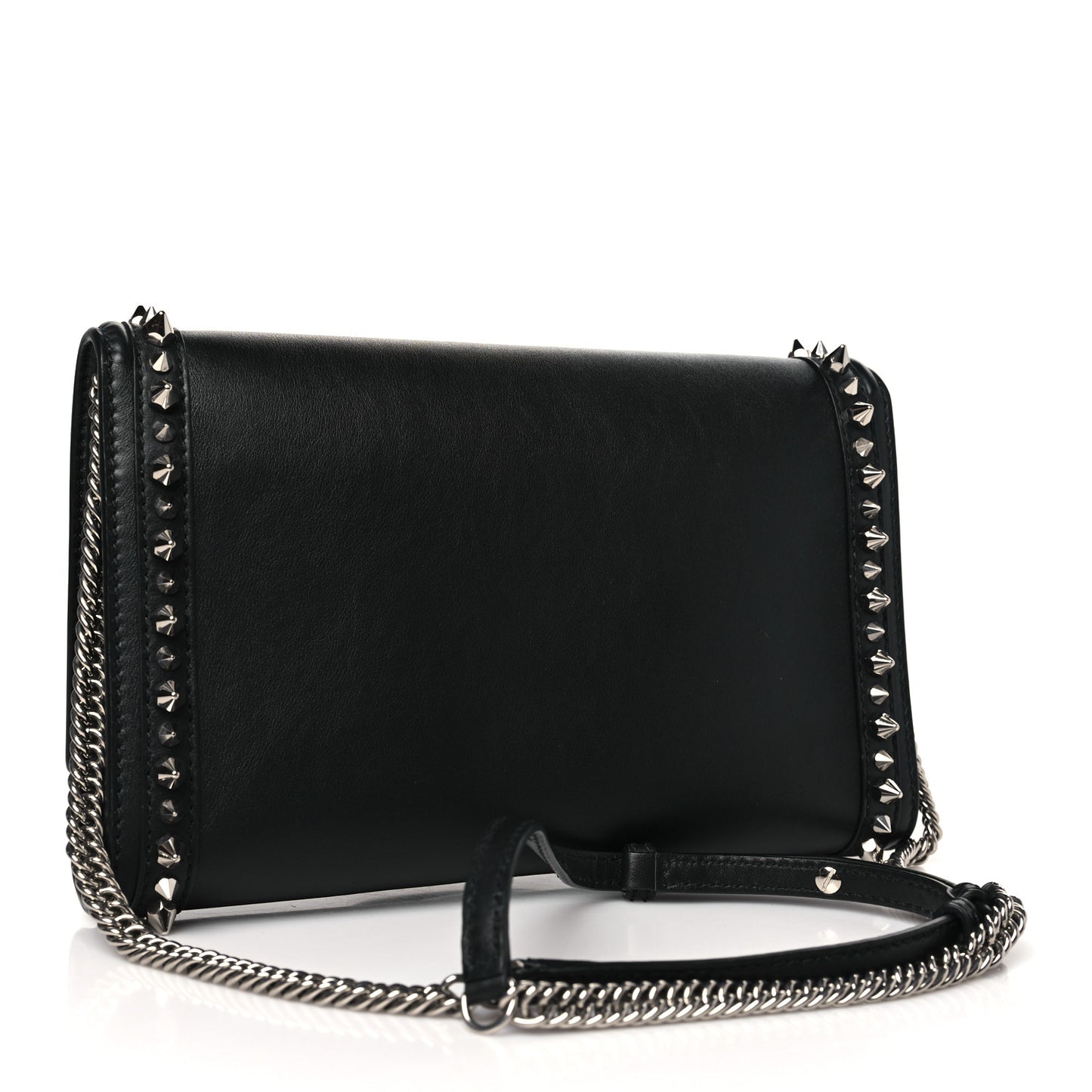 Calfskin Studded The Story Shoulder Bag Black