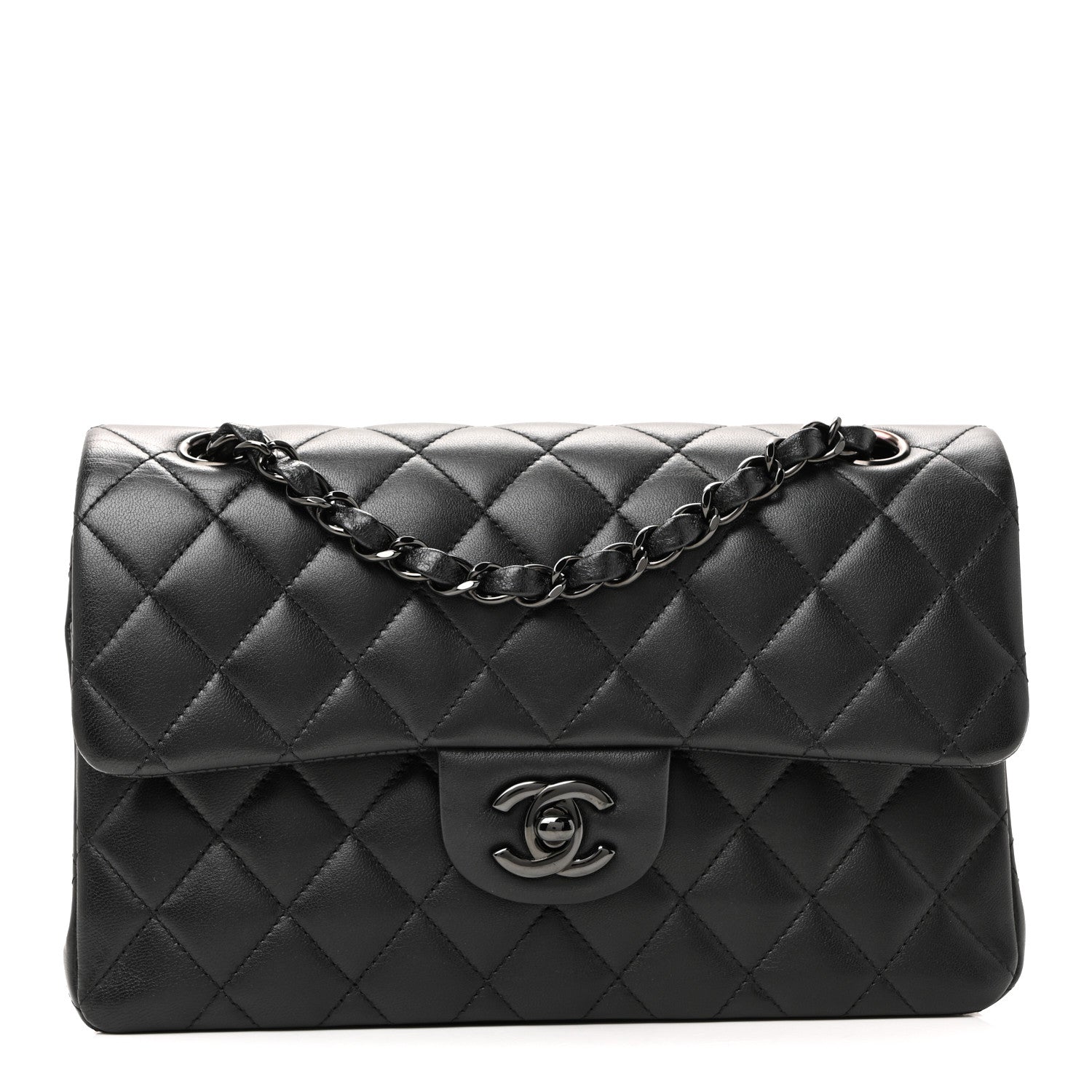 Chanel Lambskin Quilted Small Double Flap So Black 1819406