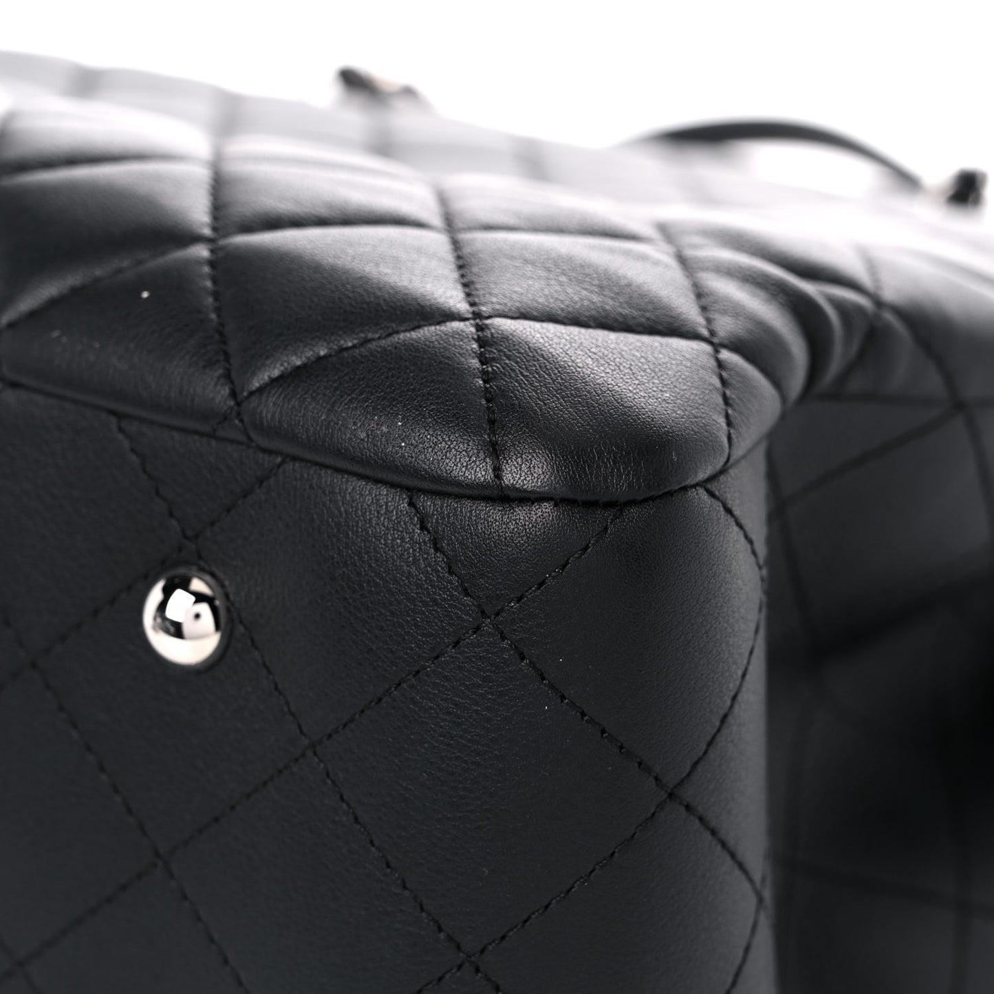 Calfskin Quilted Large Classic Shopping Tote Black