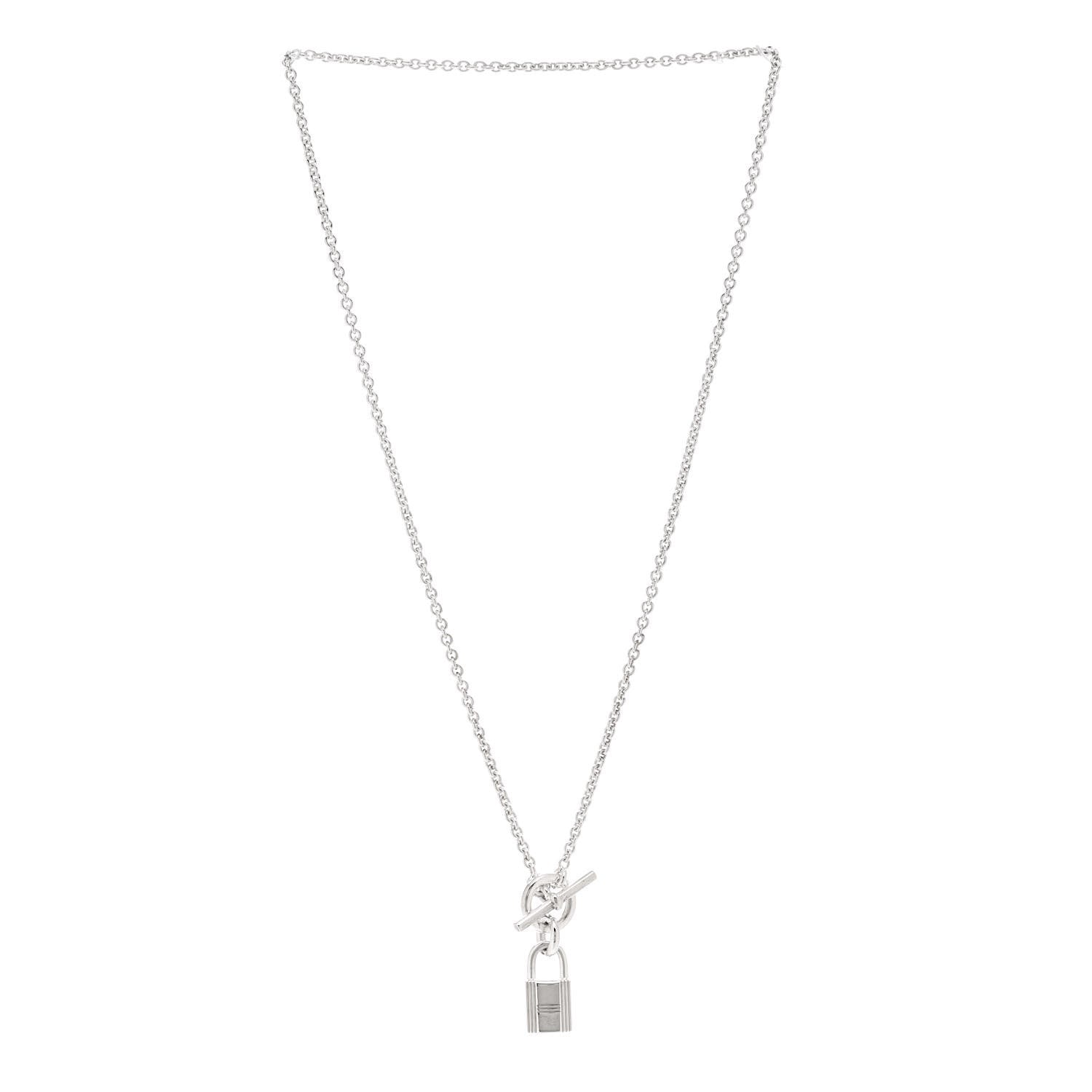 Hermes Sterling Silver Cadenas Kelly Lock Pendant Necklace 3 of 5