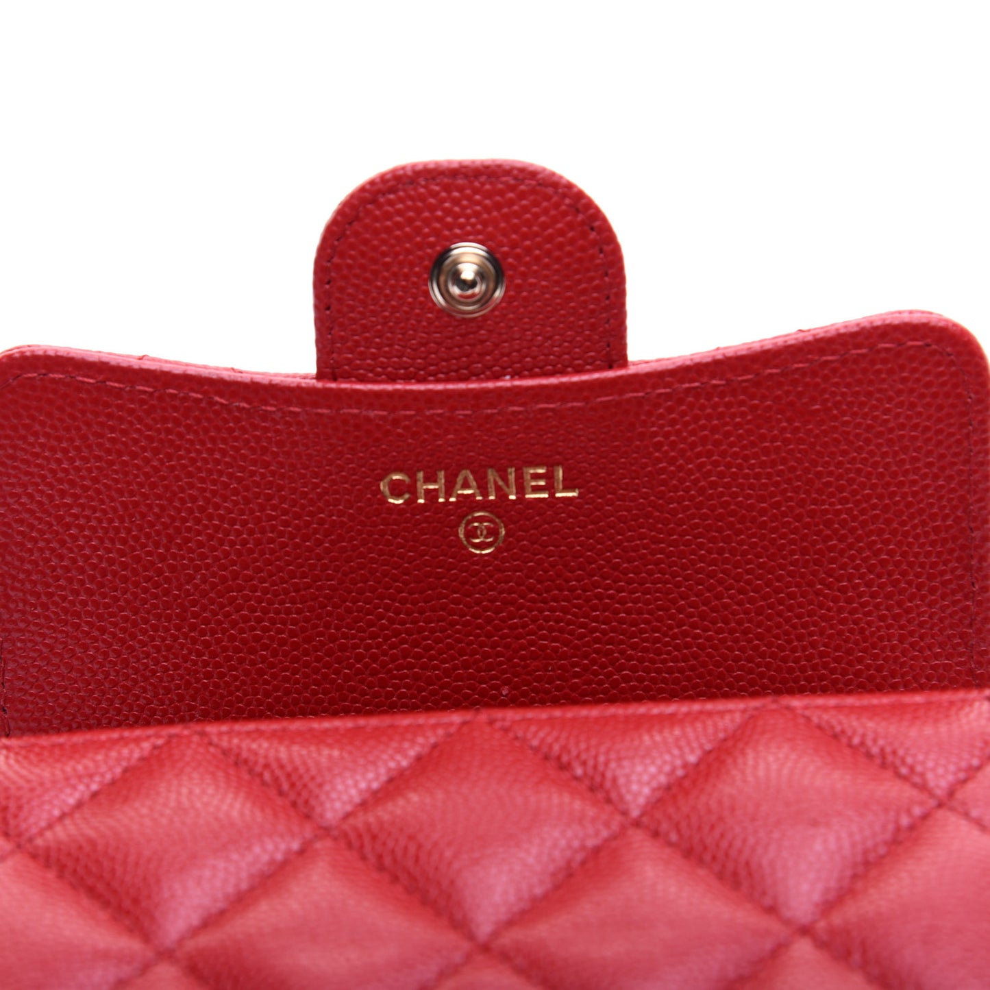 Caviar Quilted Small Flap Wallet Red