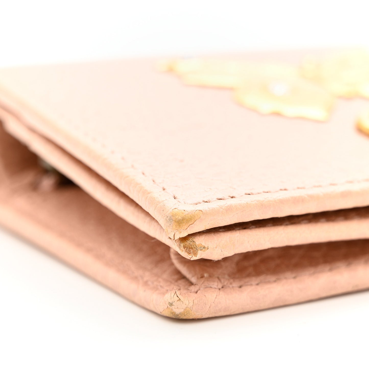 Pebbled Calfskin Butterfly Card Case Perfect Pink