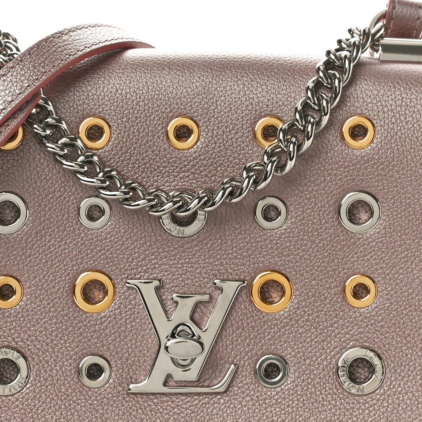 Soft Calfskin Eyelet Lockme II Chain Bag BB Rose Gold