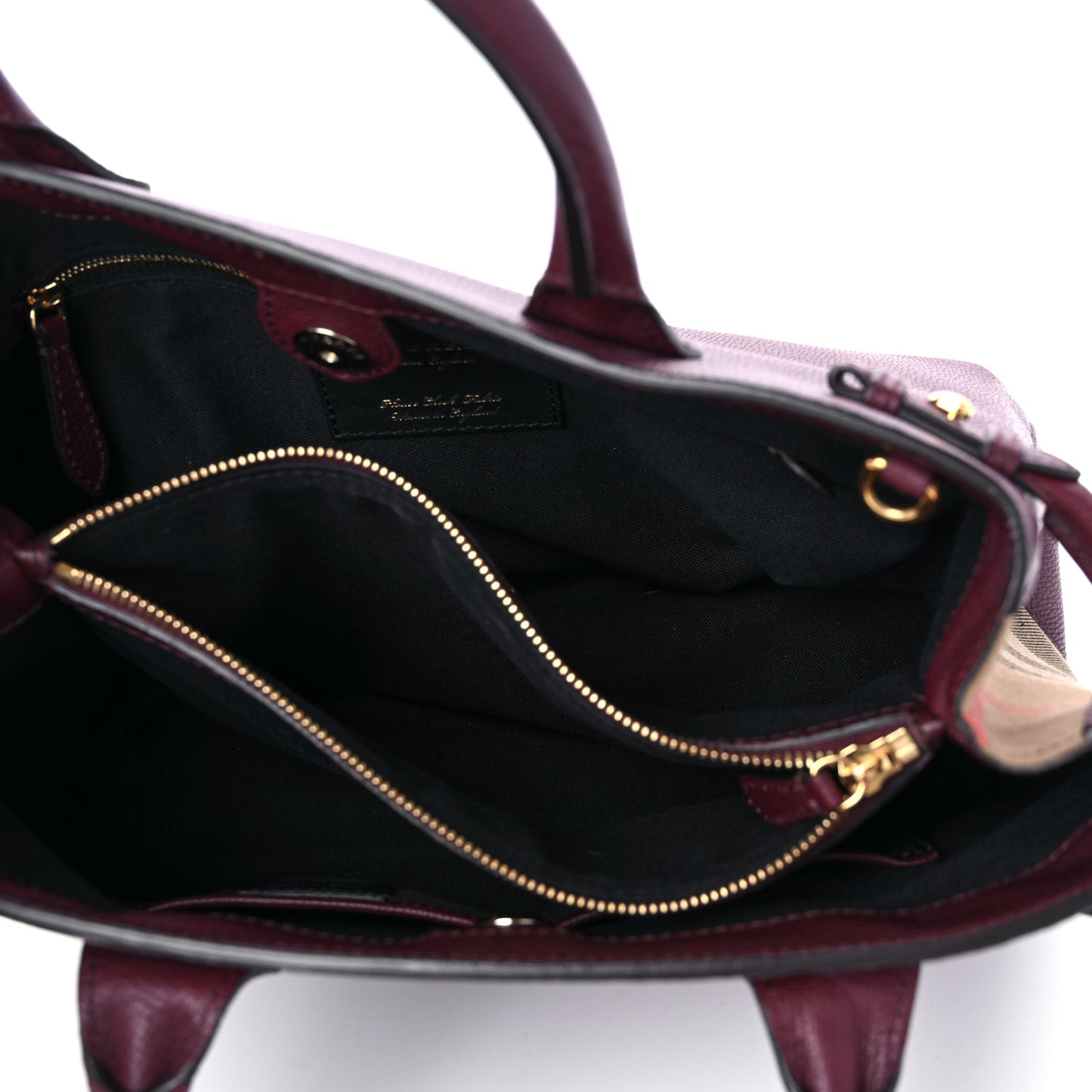 Grainy Calfskin House Check Medium Banner Tote Mahogany Red