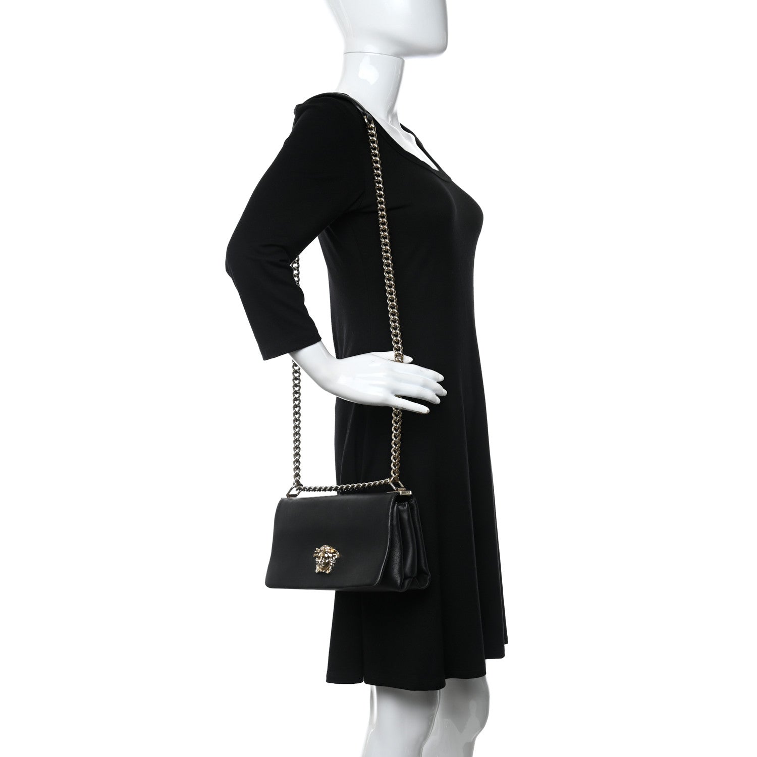 Versace Nappa Palazzo Sultan Shoulder Bag Black 3 of 20