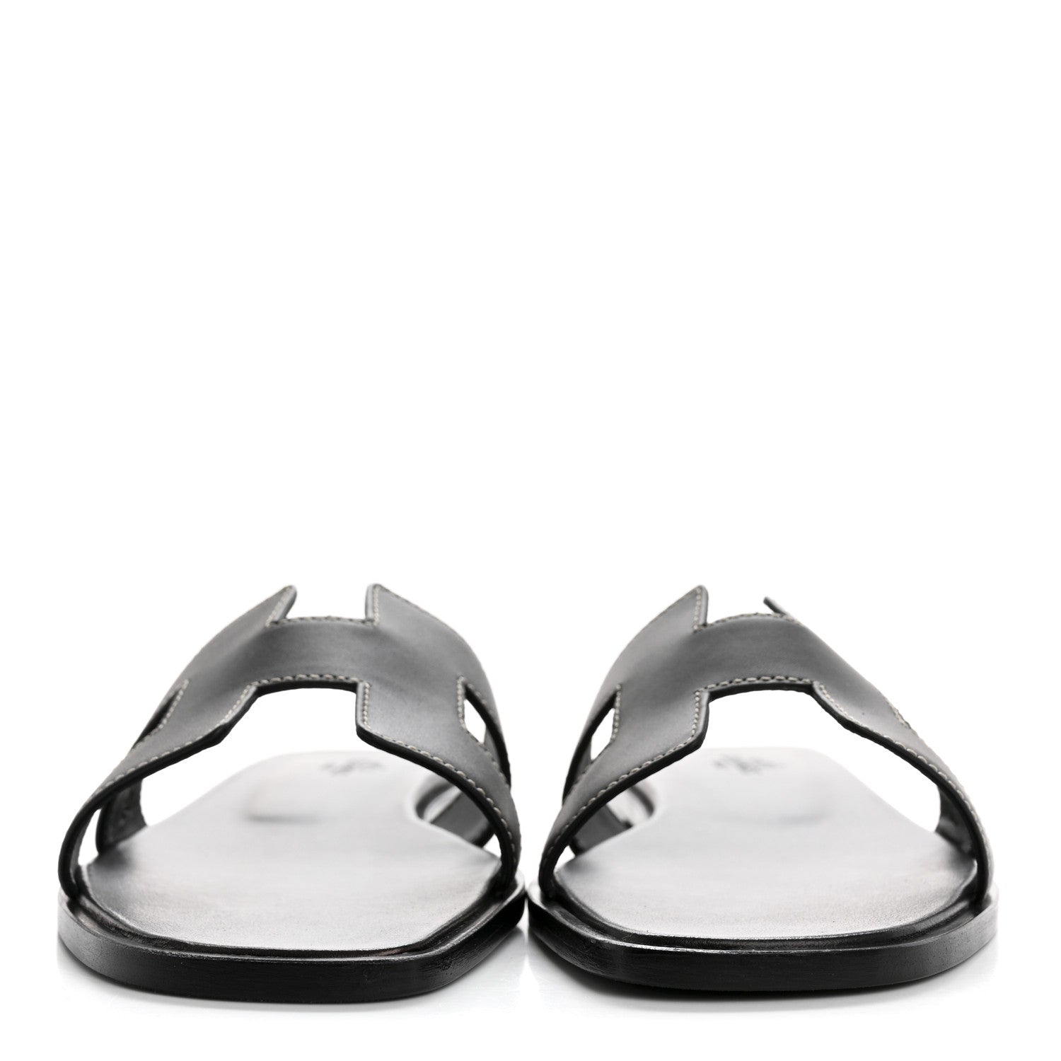 Hermes Box Calfskin Oran Sandals 38 Black 3 of 9