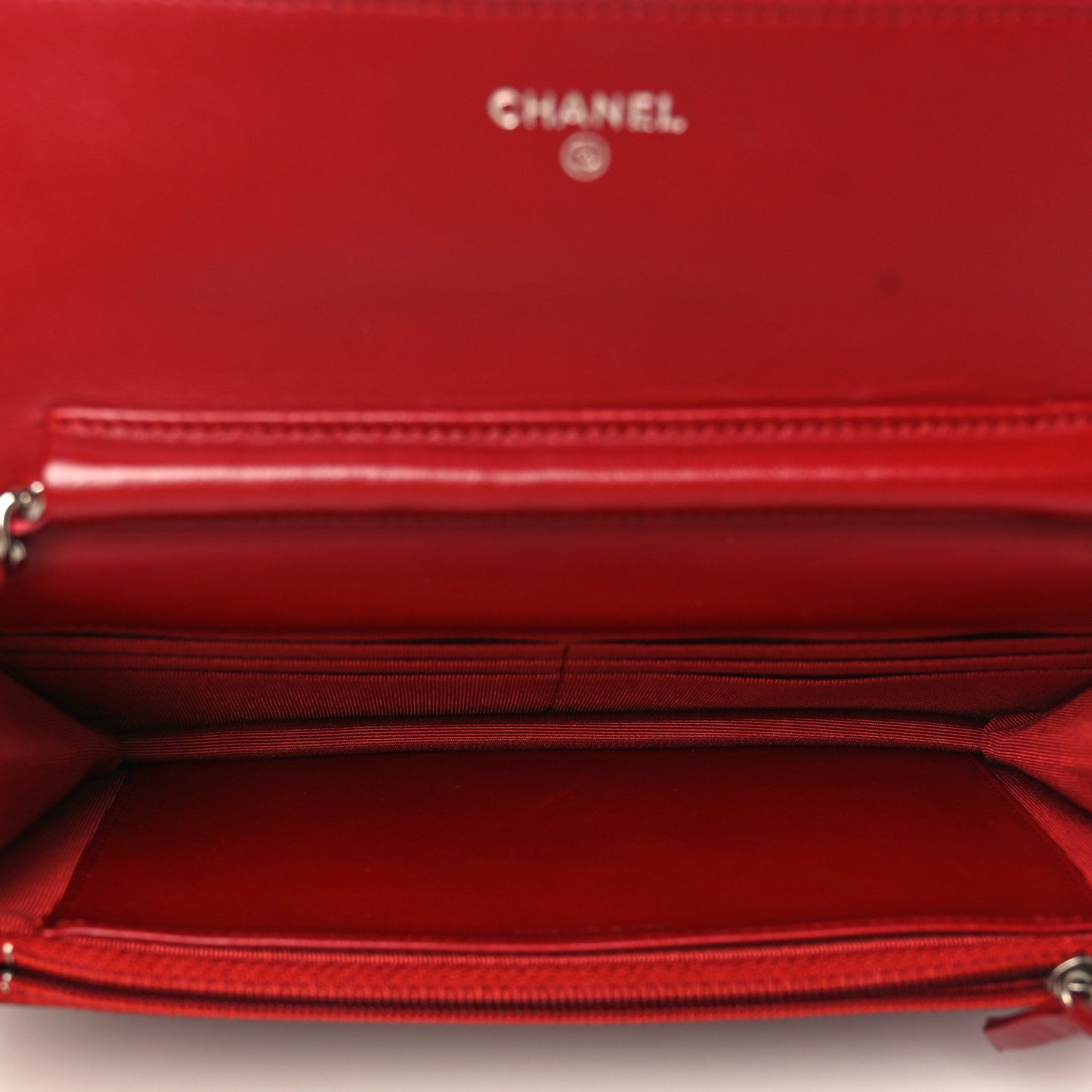 Lambskin Quilted Wallet On Chain WOC Red