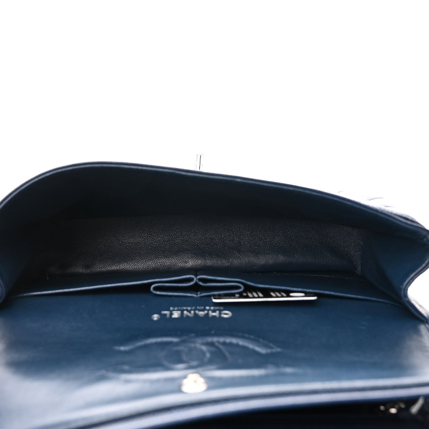 Caviar Quilted Medium Double Flap Blue