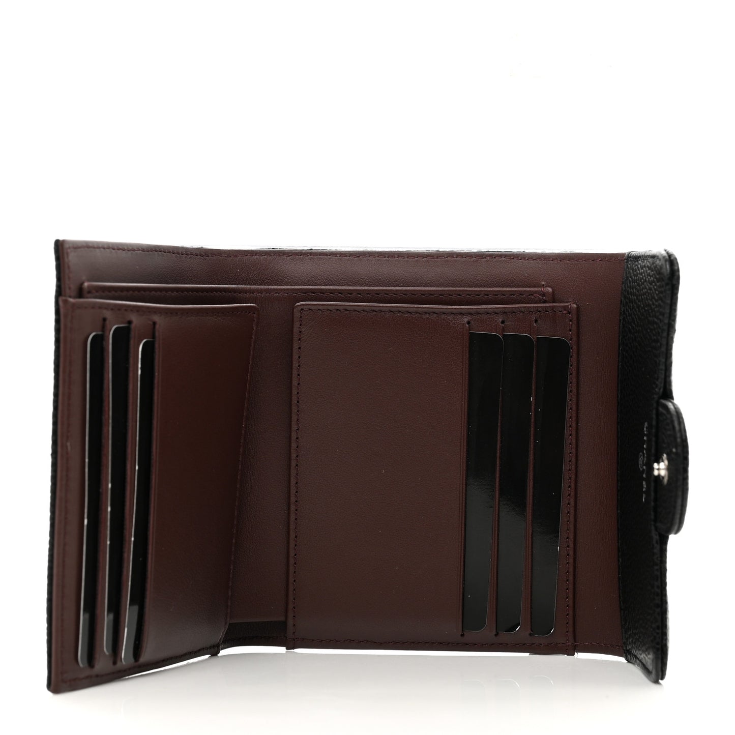 Caviar Quilted Compact Flap Wallet Black