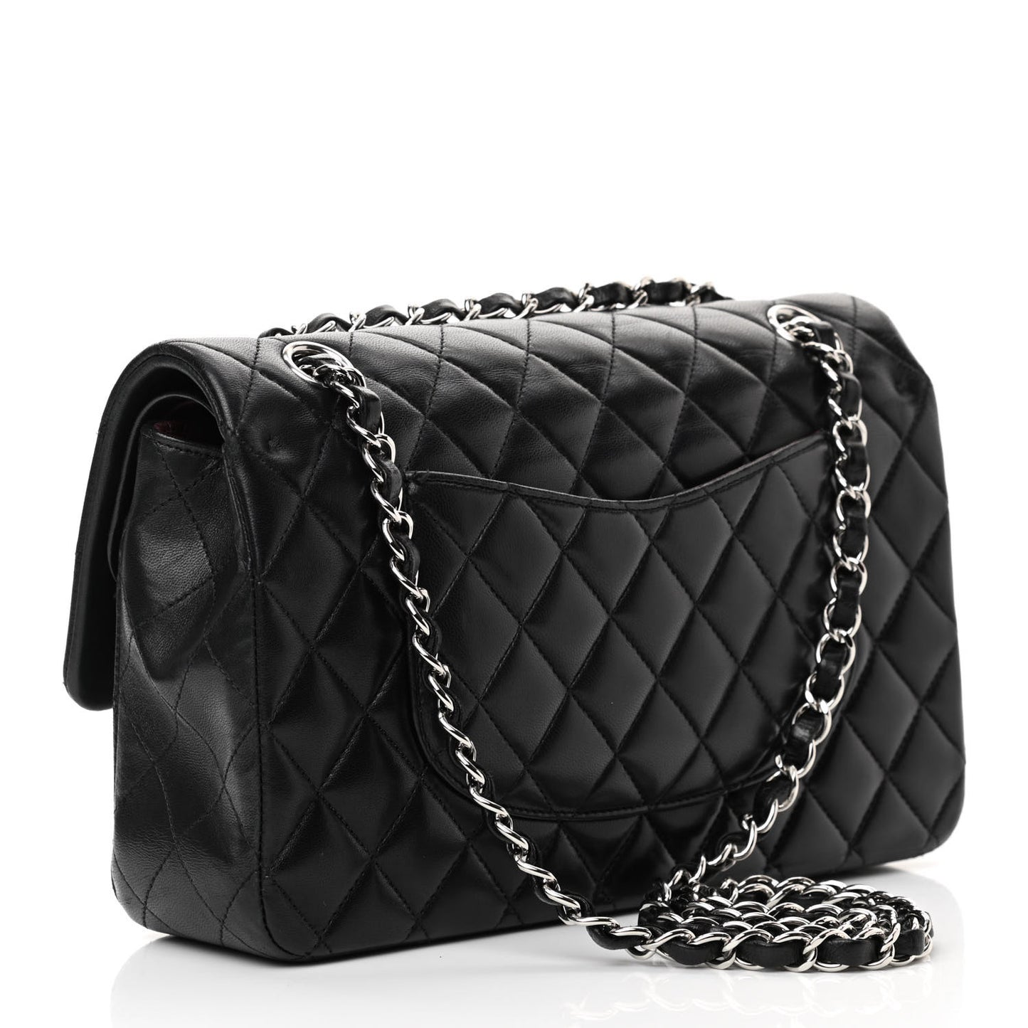 Lambskin Quilted Medium Double Flap Black
