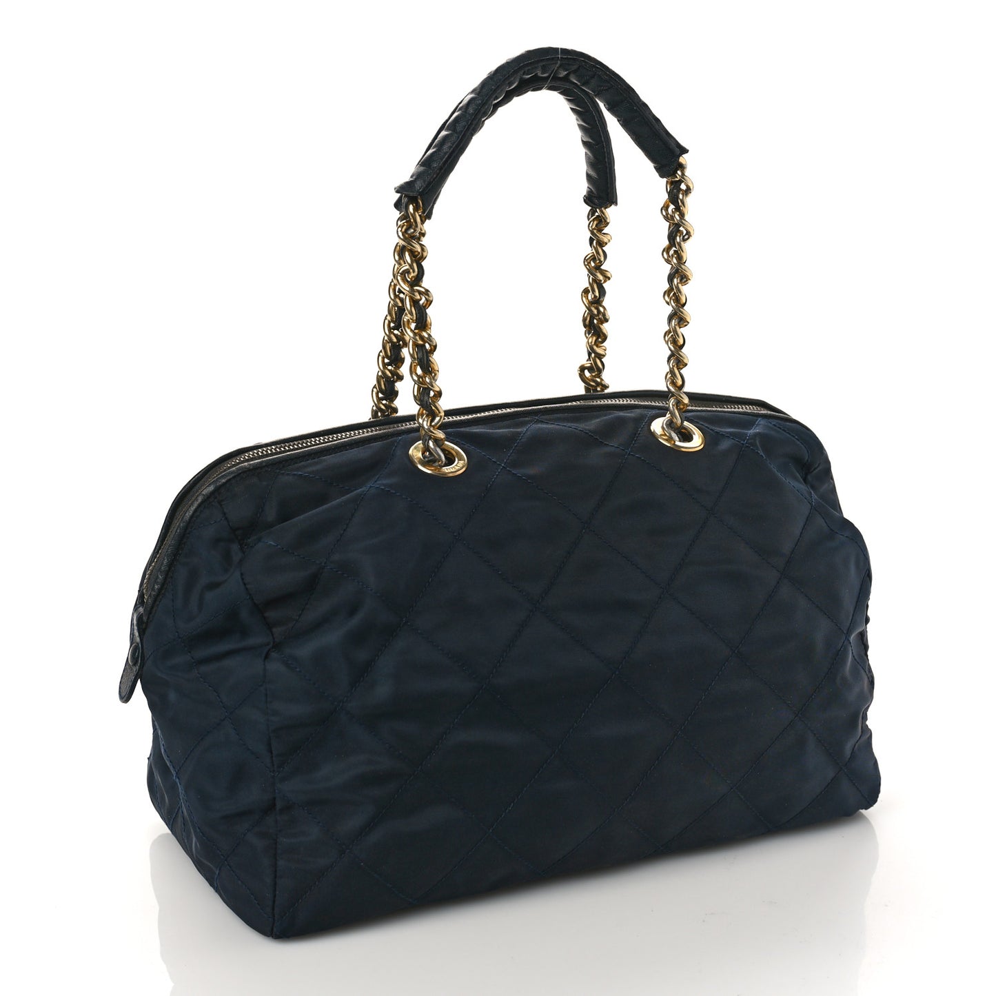 Nylon Tessuto Impuntu Quilted Shoulder Bag Navy