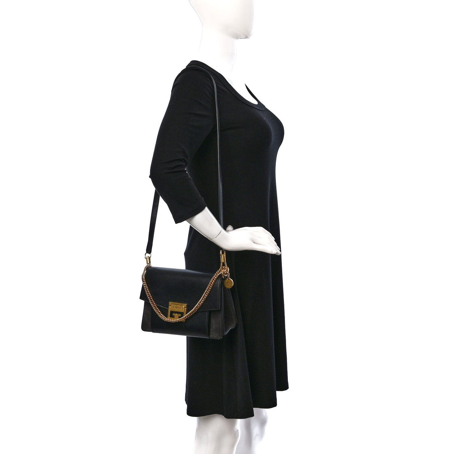 Goatskin Suede Mini GV3 Shoulder Bag Black