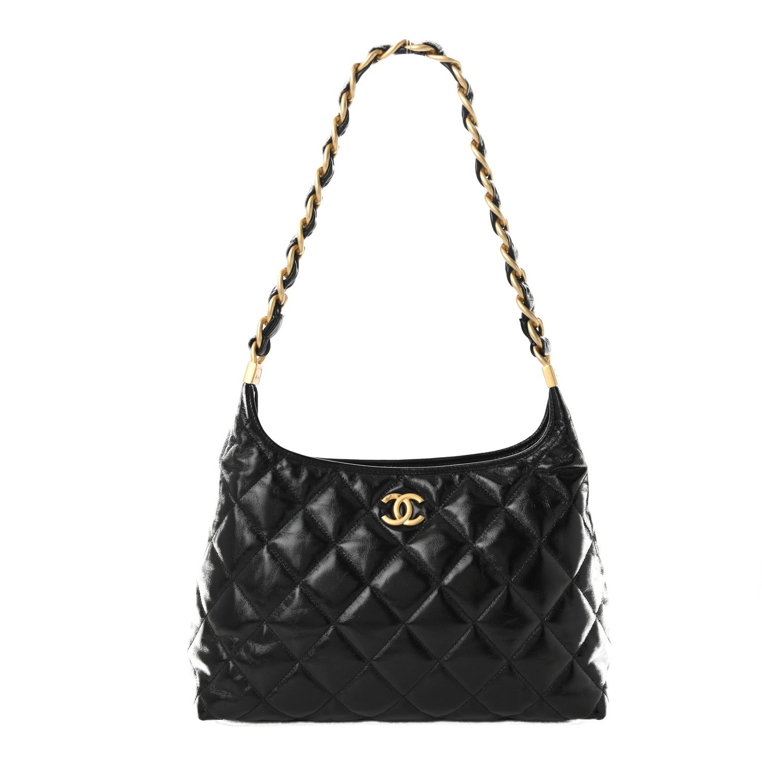 Chanel Shiny Crumpled Lambskin Quilted Medium CC Funky Town Hobo