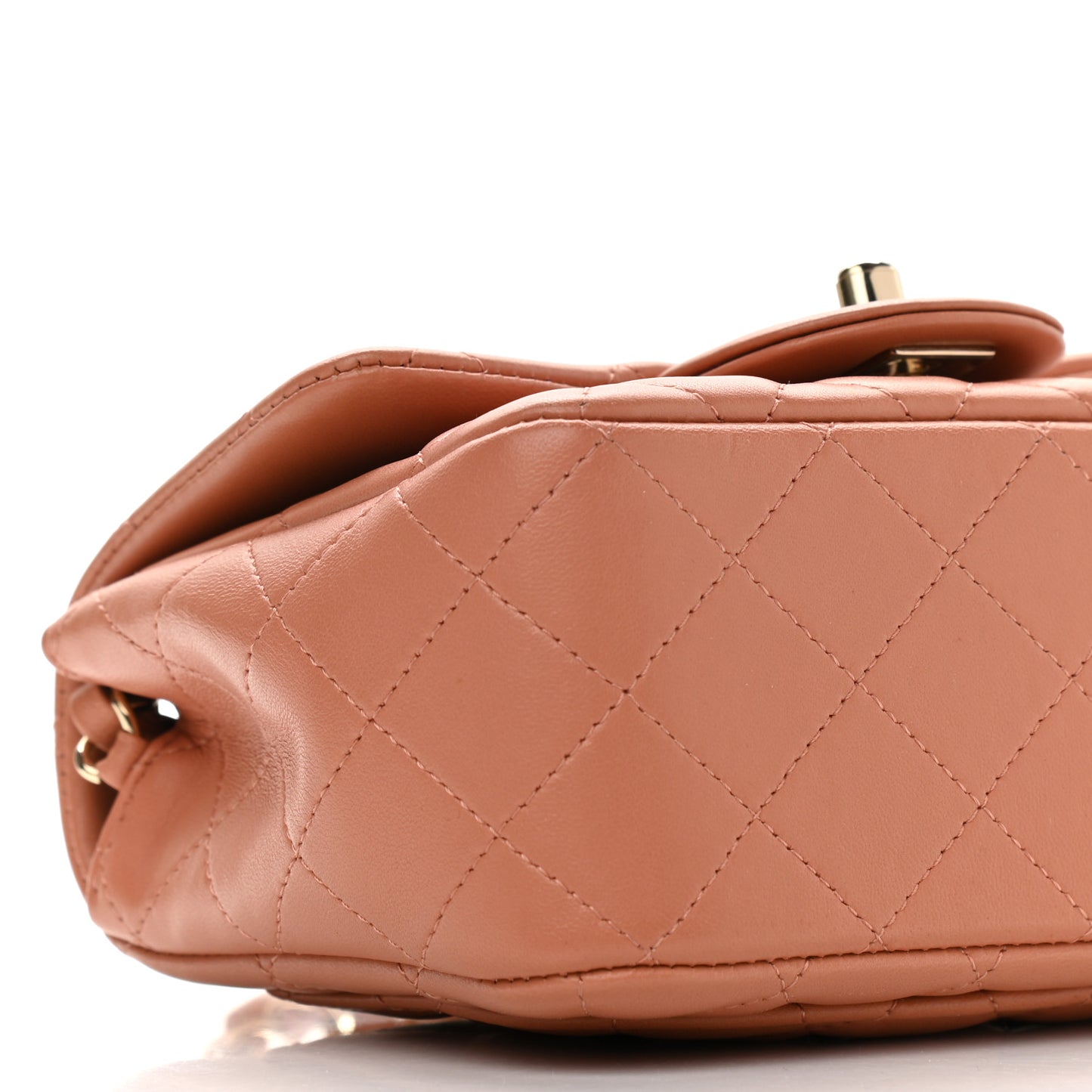 Lambskin Quilted Mini Square Flap Brown