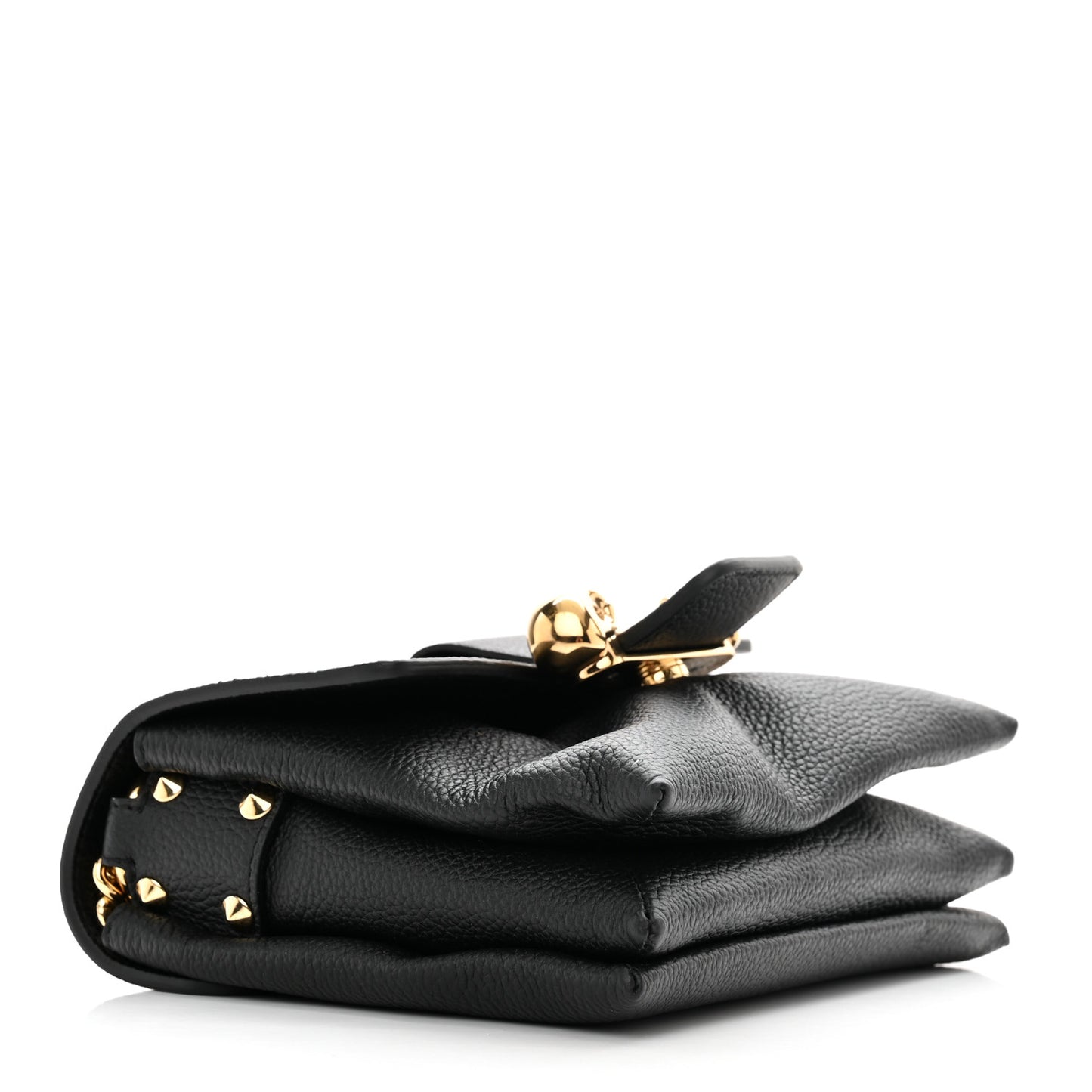 Calfskin Small Twin Skull Chain Crossbody Black
