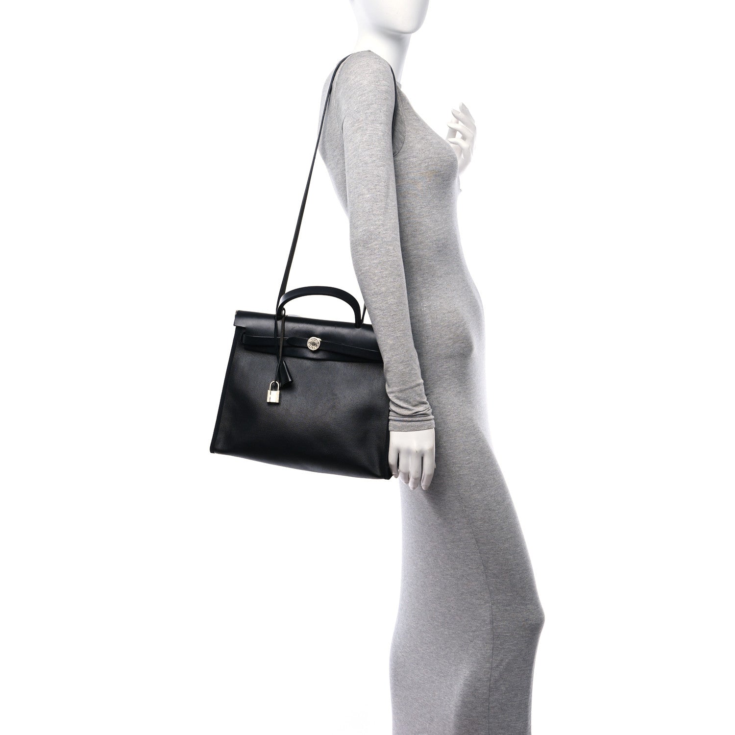 Hermes Toile H Berline Vache Hunter Herbag Zip PM 31 Black Ecru 2 of 11