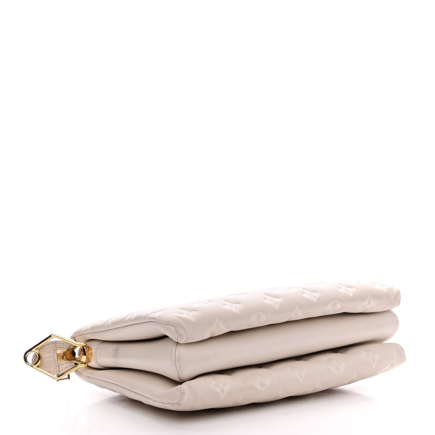 Lambskin Embossed Monogram Coussin PM Beige Cream