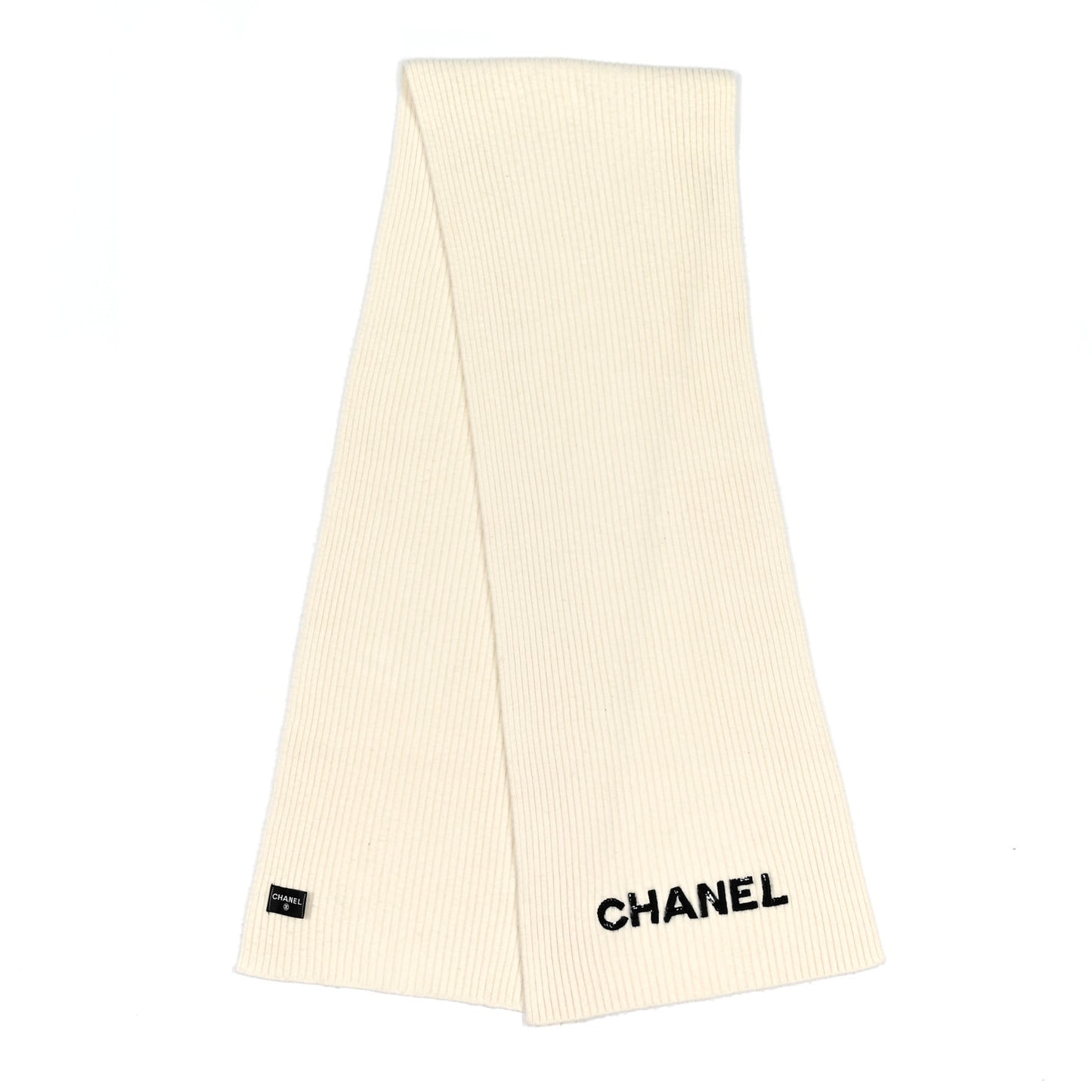 Cashmere Logo Scarf White Black