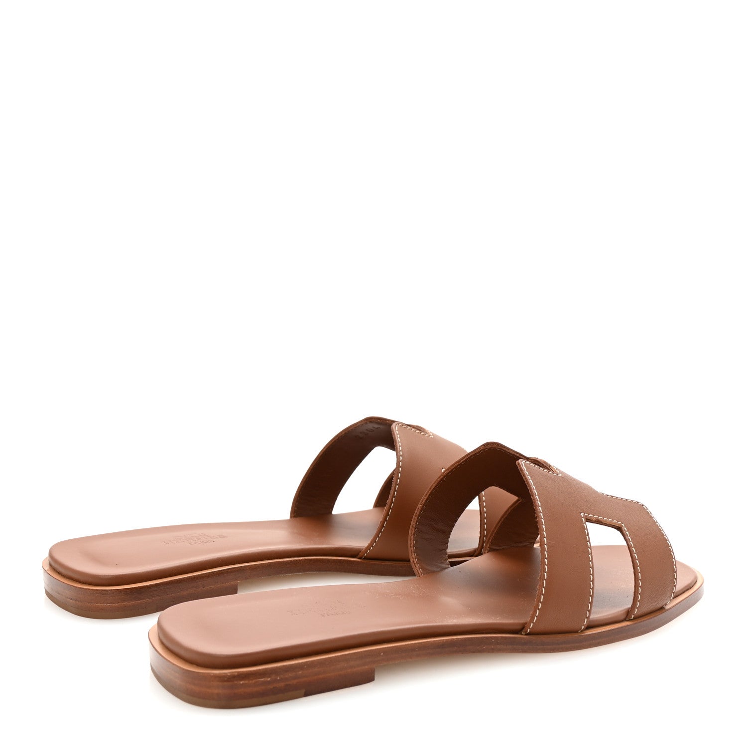 Hermes Box Calfskin Oran Sandals 37 Gold 5 of 9