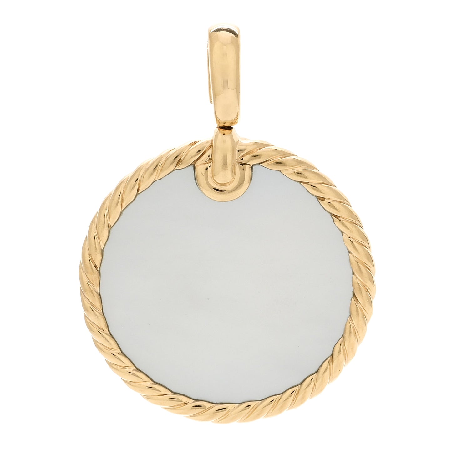 18K Yellow Gold Black Onyx Mother of Pearl Elements Disc Pendant