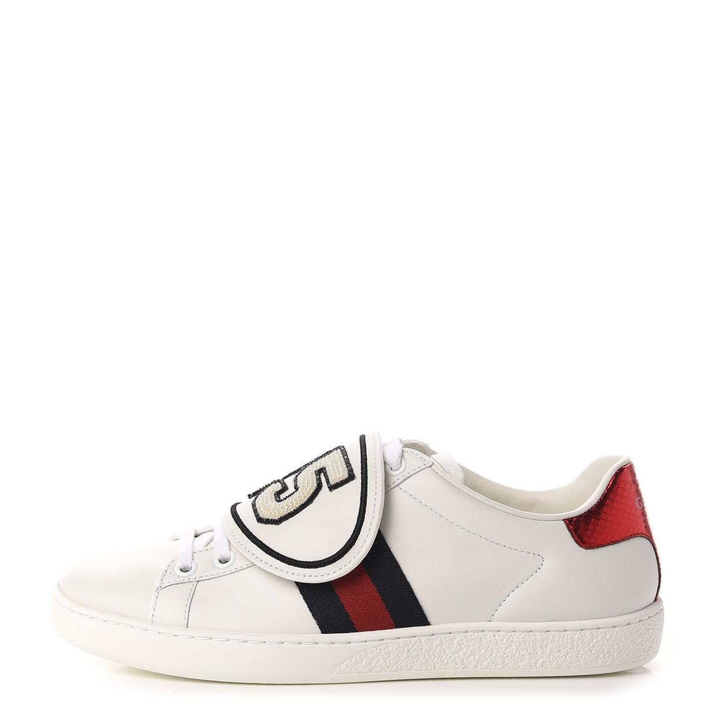 Calfskin Ayers Web Dagger Embroidered Womens Ace Sneakers 35.5 White