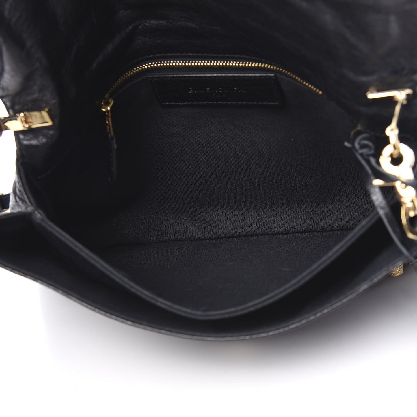 Agneau Giant 12 Gold Hardware Envelope Strap Clutch Black