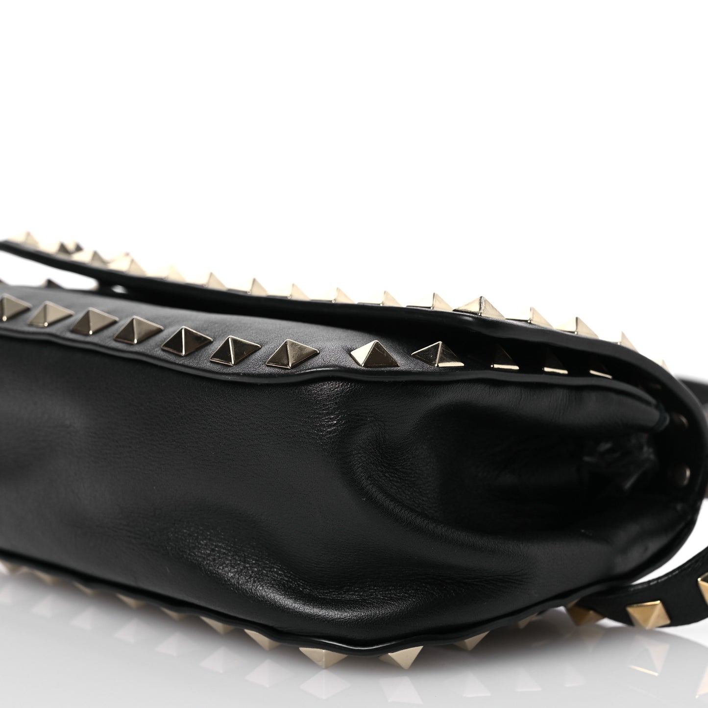 Calfskin Rockstud Belt Bag Black
