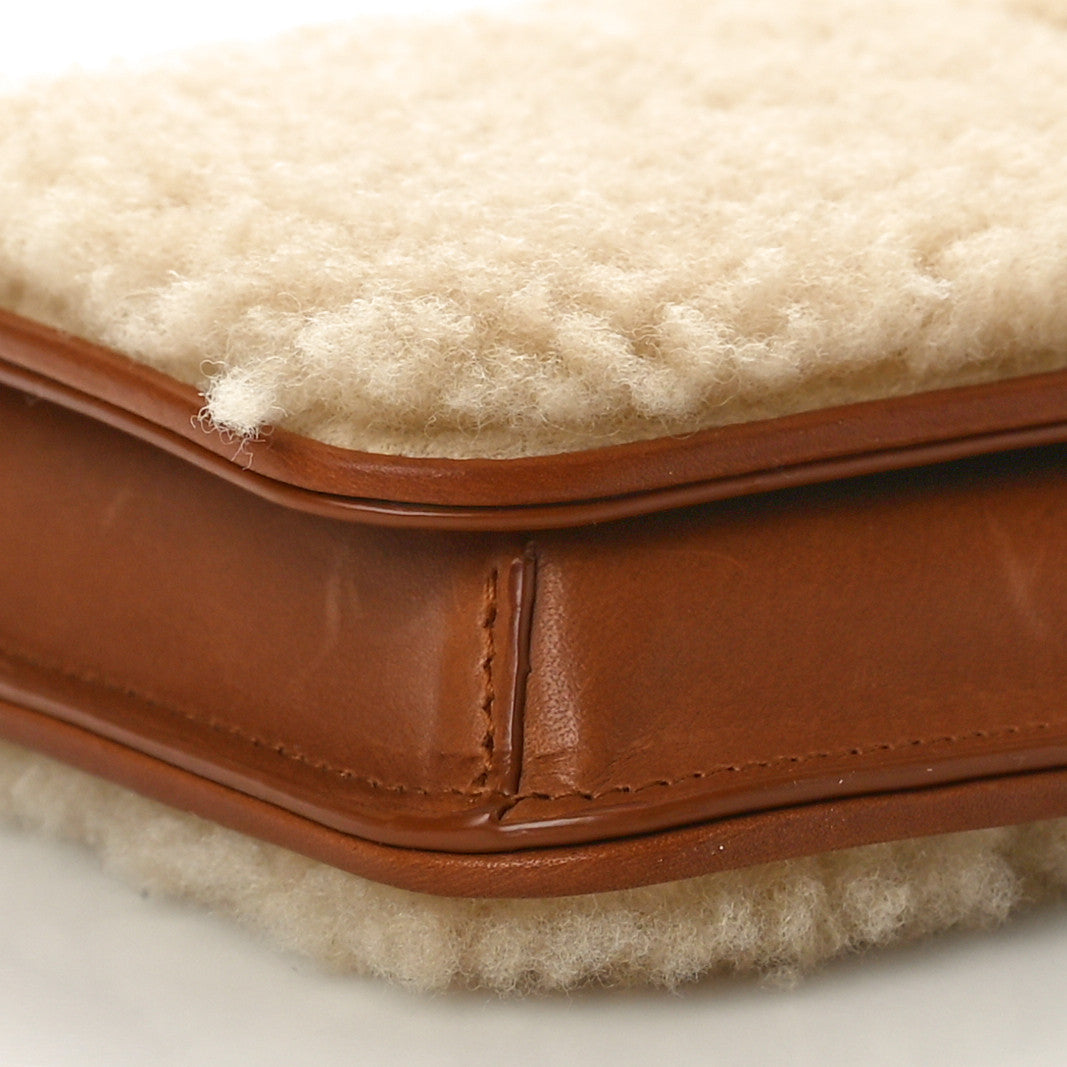 Shearling Monogram Phone Holder Crossbody Brown