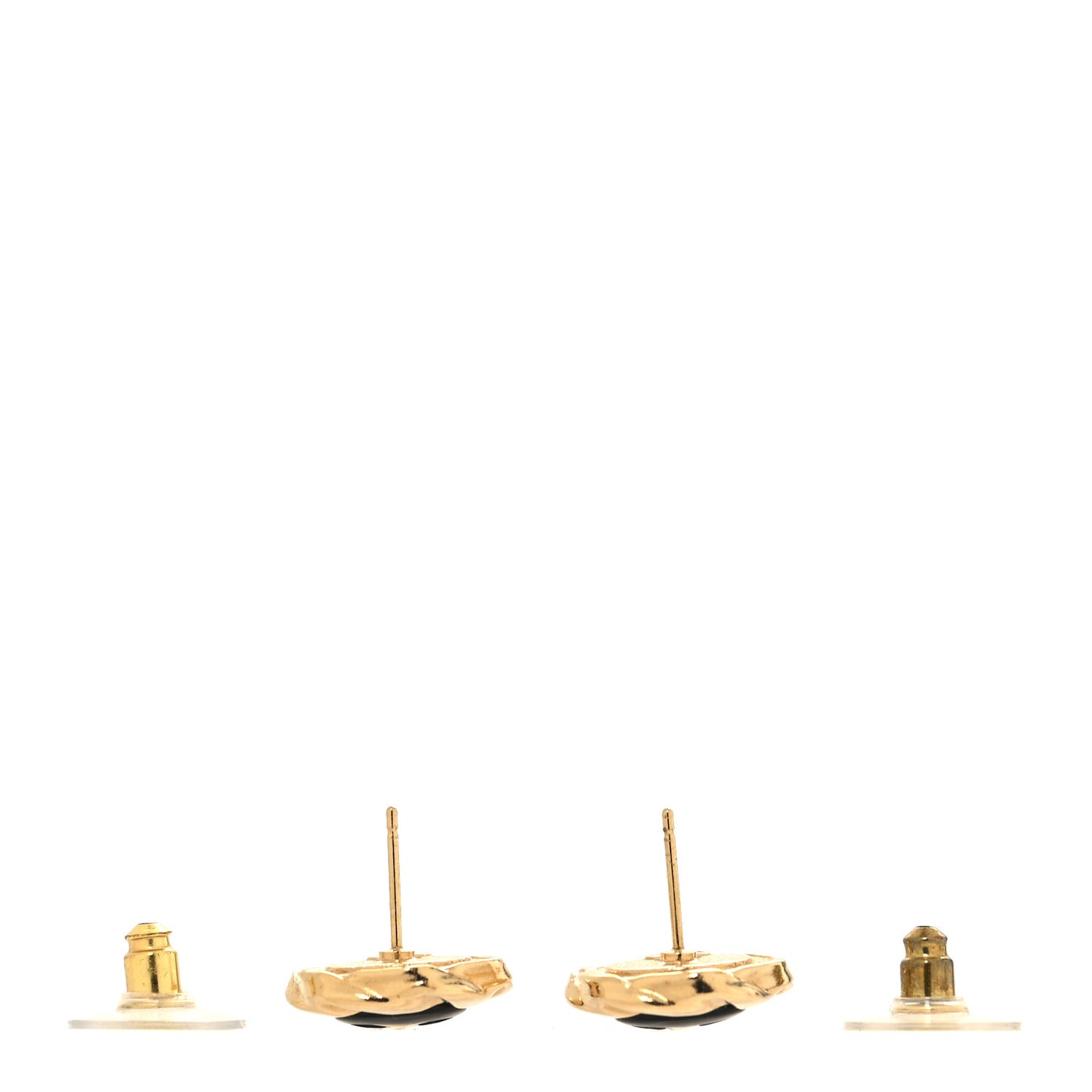 Resin CC Round Earrings Gold Black