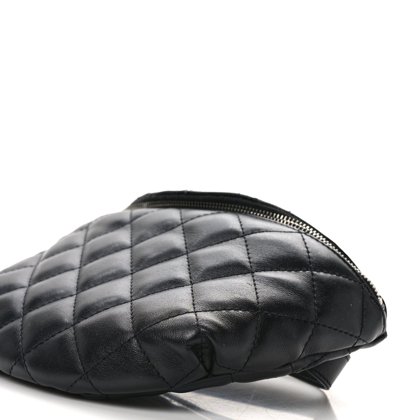 Calfskin Quilted Waist Belt Bag Black