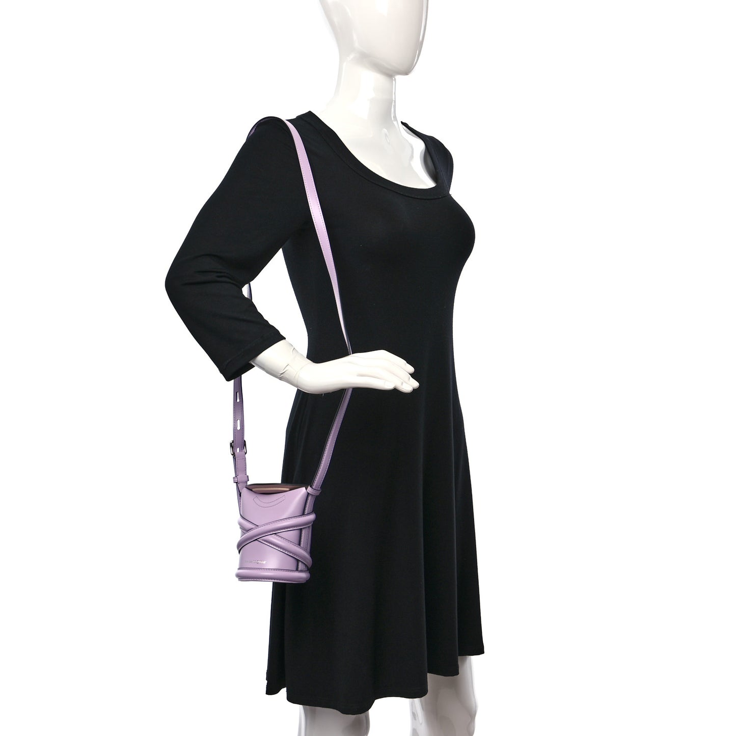 Calfskin Mini Curve Bucket Bag Light Purple