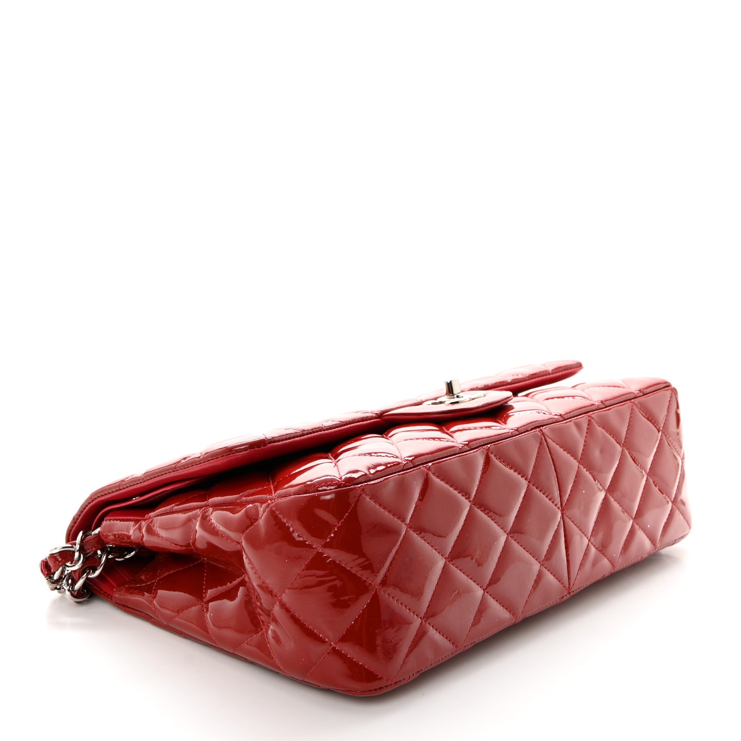 Patent Quilted Jumbo Double Flap Dark Red