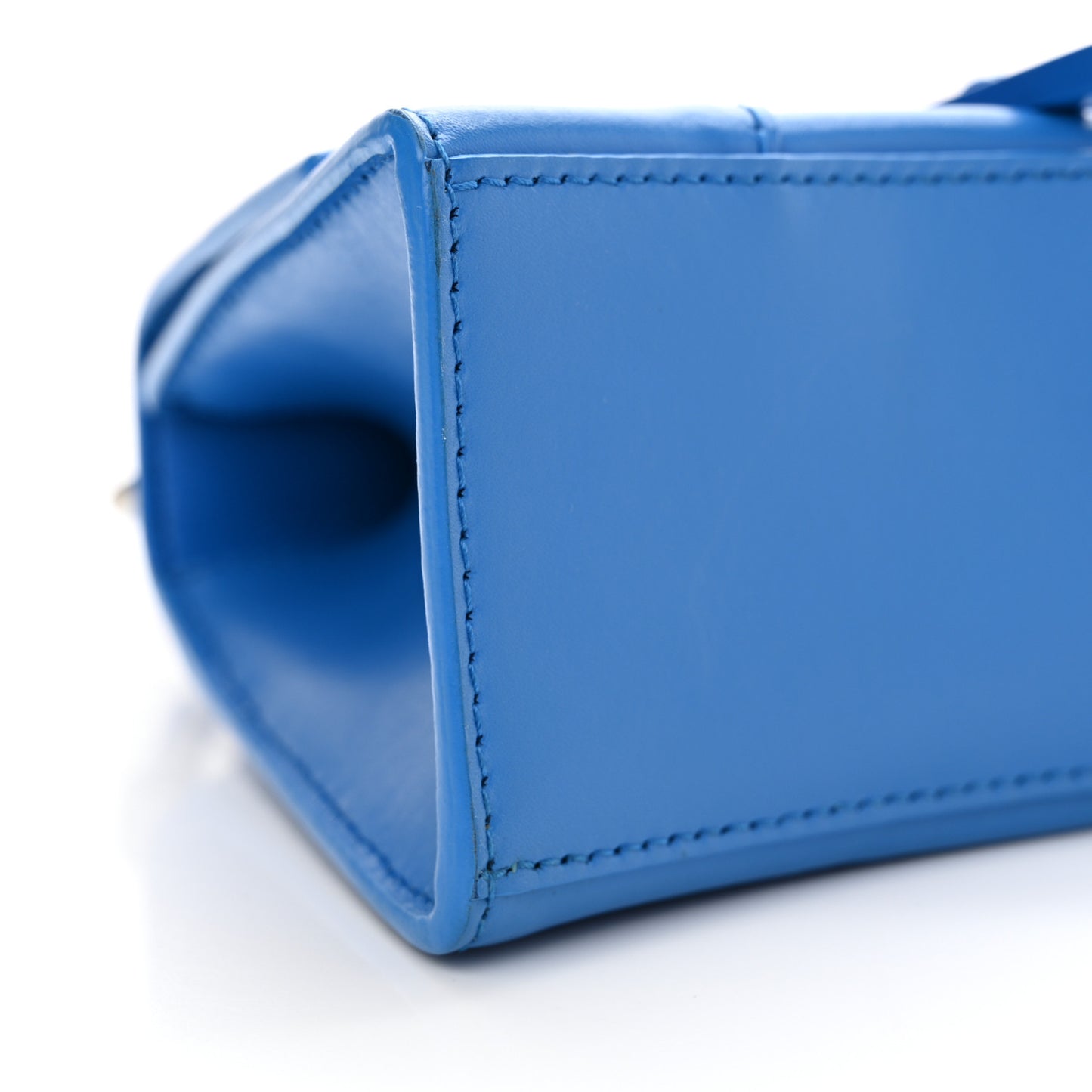 Shiny Box Calfskin Tonal B Hourglass Top Handle Bag XS Screen Blue