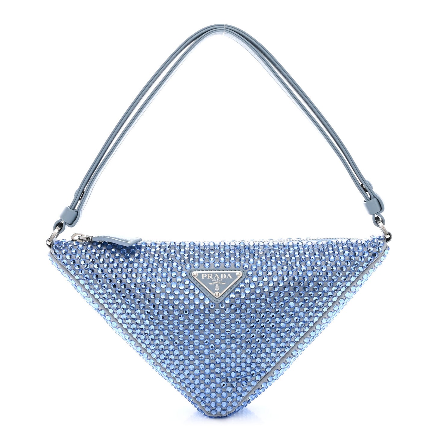 Satin Crystal Triangle Pouch Celeste